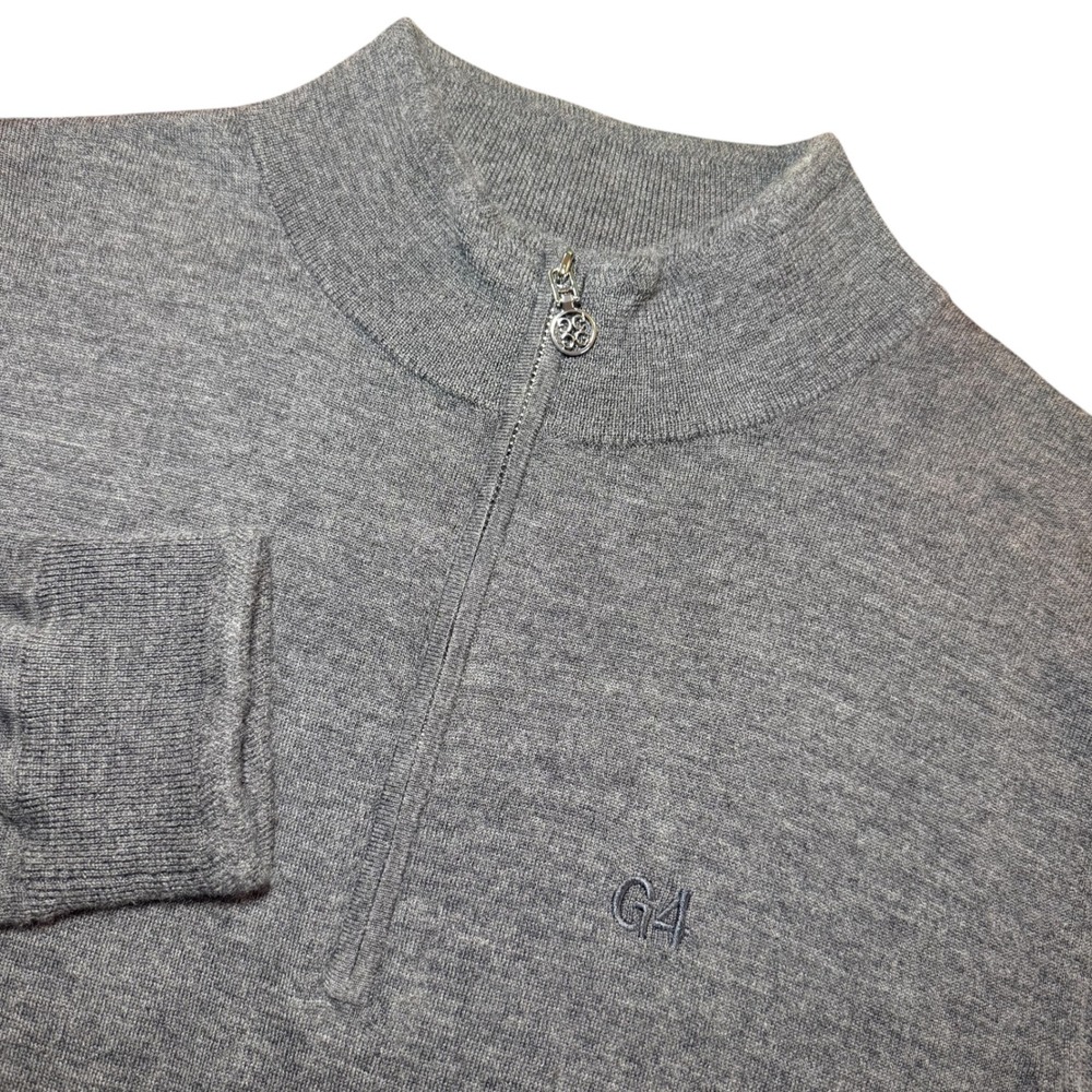 G/FORE Mens XL 100% Cashmere Quarter Zip Sweater Charcoal Gray G4 Logo Golf